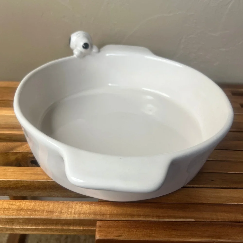 Rae Dunn Peanuts 75th Anniversary Snoopy Happiness Is Ceramic Baking Dish White